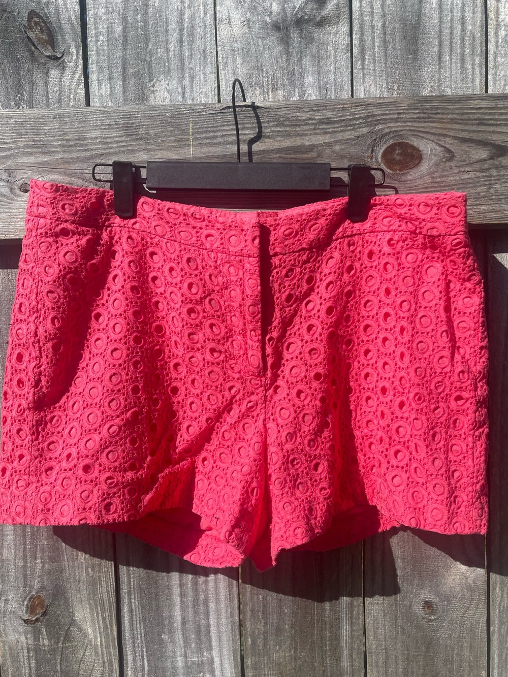 Crown & Ivy Hot Pink Coral Eyelet Women's Shorts Sz 14